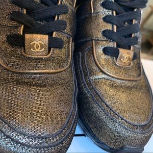 CHANEL Rare Golden Bronze Leather Sneakers Kicks